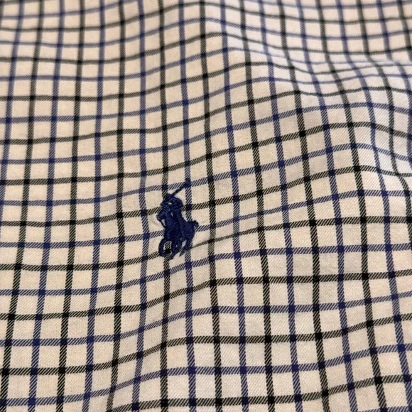 Mens Polo Ralph Lauren Classic Fit White /Blue Plaid Button Down Shirt XLT Tall - Picture 2 of 6